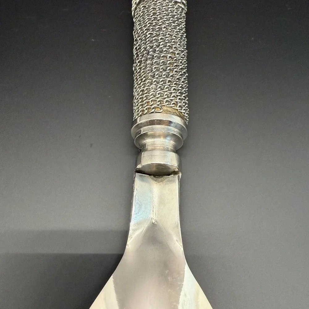 Vtg Silver Salad‎ Servers Woven Wire Mesh Handles Y2K Postmodern Godinger Style